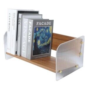 Book Shelf,Wood Combined with Acrylic Corrugated Bookshelf,Solid Wood Paint...